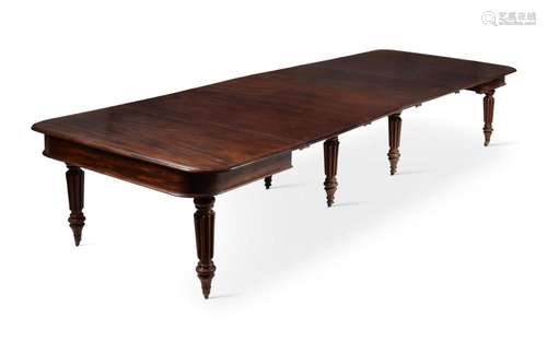 A WILLIAM IV MAHOGANY TELESCOPIC EXTENDING DINING TABLE, CIR...