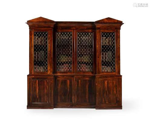 Y A GEORGE IV ROSEWOOD LIBRARY BOOKCASE, CIRCA 1830