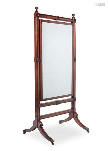 A REGENCY MAHOGANY CHEVAL MIRROR, ATTRIBUTED TO GILLOWS, CIR...