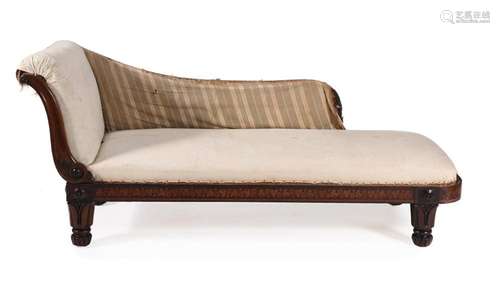 Y A REGENCY ROSEWOOD AND BURR OAK MARQUETRY DAY BED, ATTRIBU...