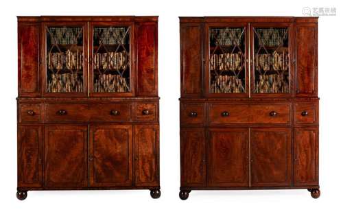 A PAIR OF REGENCY MAHOGANY SECRETAIRE BOOKCASES, CIRCA 1820