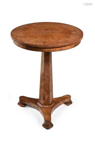 A WILLIAM IV BURR ELM PEDESTAL OCCASIONAL TABLE, CIRCA 1835