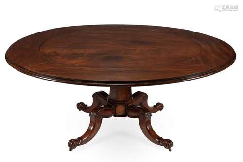 A WILLIAM IV MAHOGANY CIRCULAR CONCENTRIC EXTENDING DINING T...