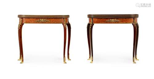 Y A MATCHED PAIR OF FRENCH MAHOGANY, KINGWOOD CROSSBANDED AN...