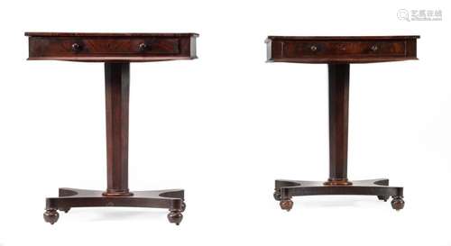 A PAIR OF WILLIAM IV MAHOGANY LAMP TABLES, CIRCA 1835