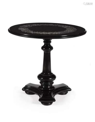 AN EARLY VICTORIAN ASHFORD BLACK MARBLE CENTRE TABLE, DERBYS...