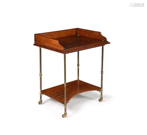 A MAHOGANY AND BRASS MOUNTED 'BUTLERS' TABLE, 19TH C...