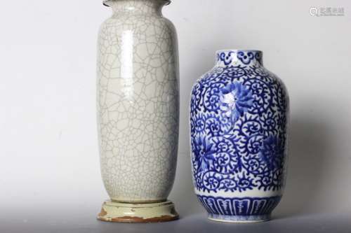 Two Chinese Porcelain Vases Made into Lamp