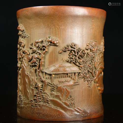 Chinese Bamboo Carved Brushpot