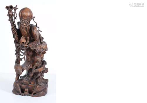 Chinese Wood Carved Shouxing Figural