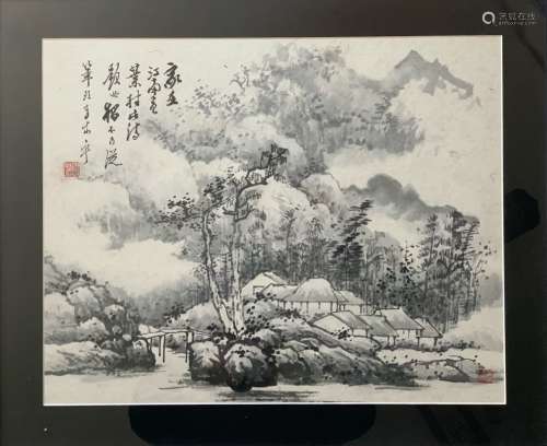 Chinese Ink Color Painting w Calligraphy,Signed