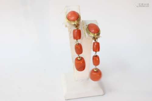 Pair of Chinese Coral Earring