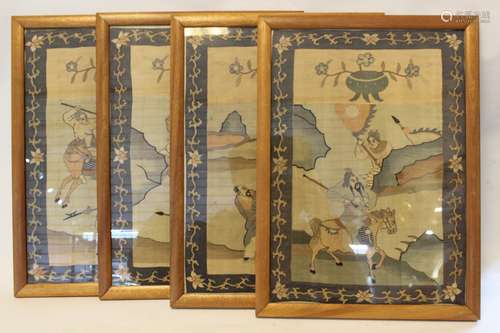 Four Chinese Silk Kesi Set