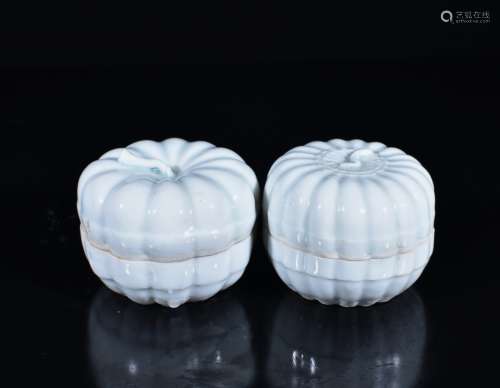 Pair of Chinese Glazed Porcelain Cover Box