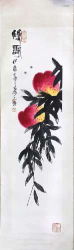Chinese Ink Color Painting w Red Seals