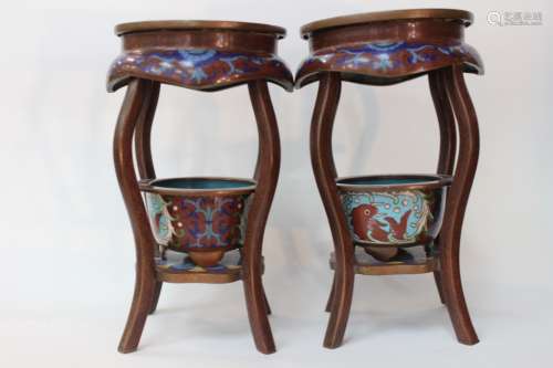 Pair of Chinese Cloisonne Stand