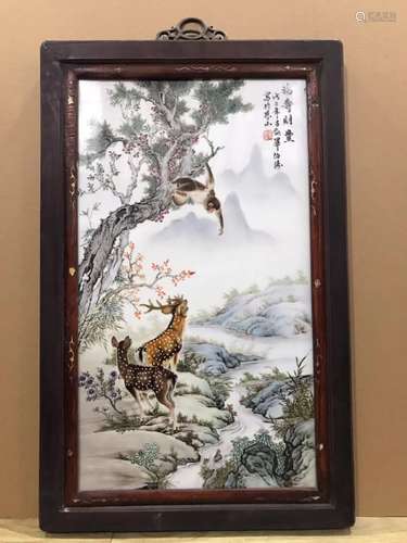 Chinese Famille Rose Porcelain Plaque