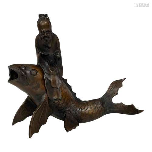 Japanese Bronze Figural Koi Fish Censer