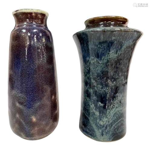 Two (2) Chinese High Glaze Flambe Pottery Vases