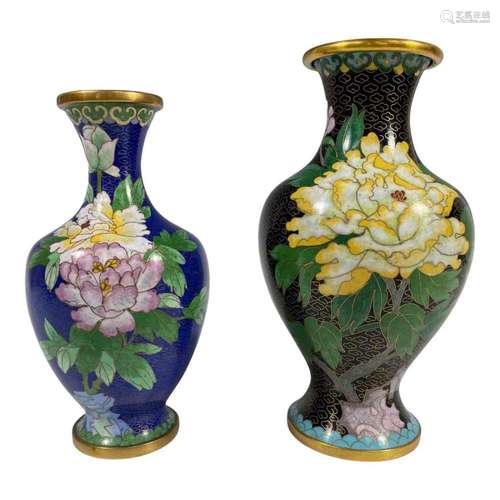 Two Asian Cloisonne Enamel Vases