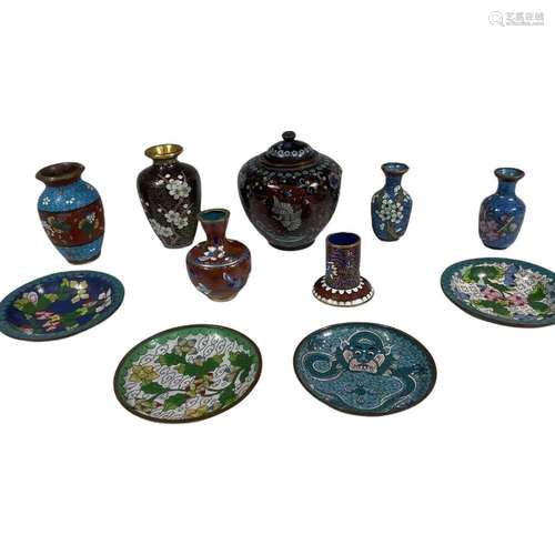 Group of 11 Asian Enamel Items