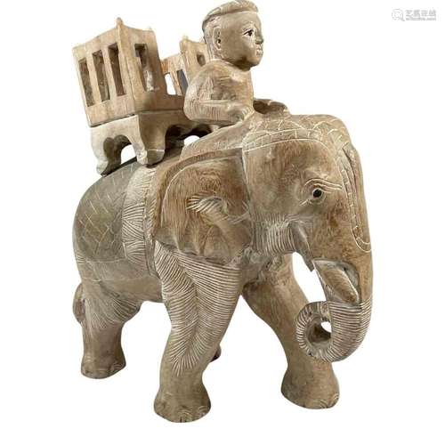 Large Wooden Elephant Sculpture