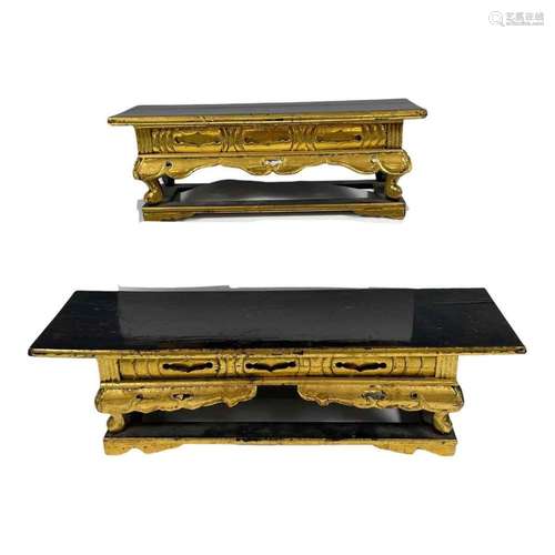 Two Gilded Lacquer Asian Stands