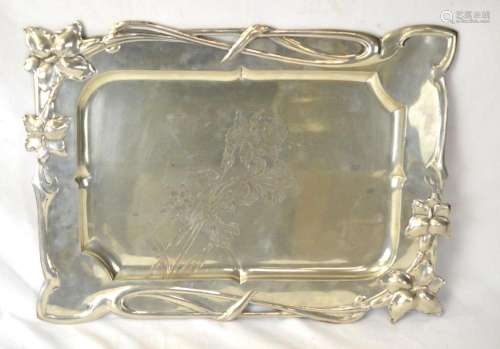 Art Nouveau Rectangular Silver Tray