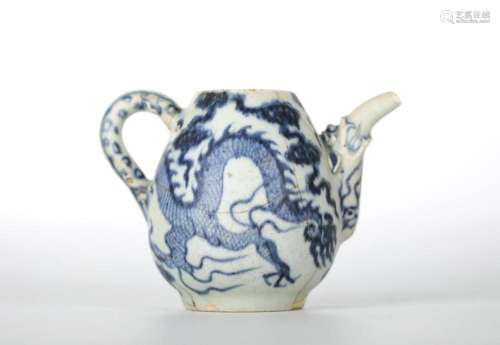 Chinese Blue & White Dragon Teapot