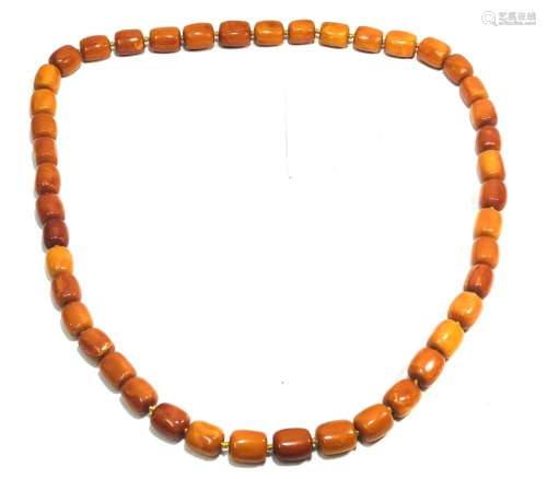 Large Natural Butter- Scotch Amber Beads Necklace