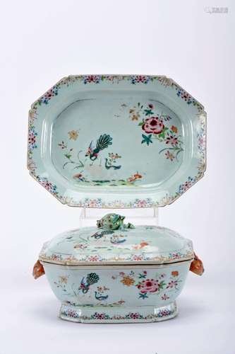 An octagonal tureen with stand, Chinese export porcelain, po...