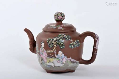 A Teapot, Chinese unglazed polychrome ceramic known as «Yixi...