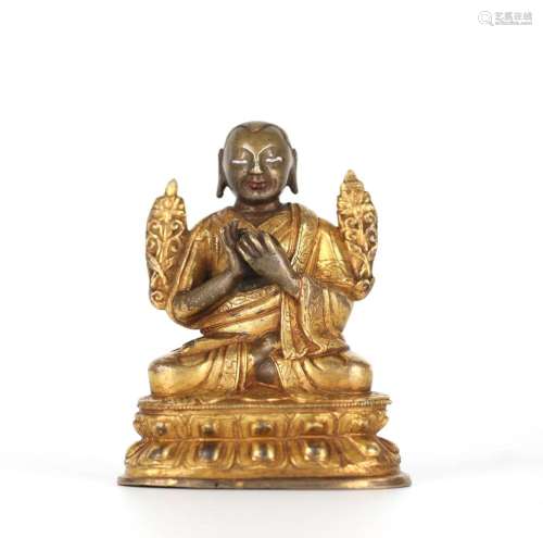 Small Chinese- Tibetan Gilt Bronze Buddha Figure