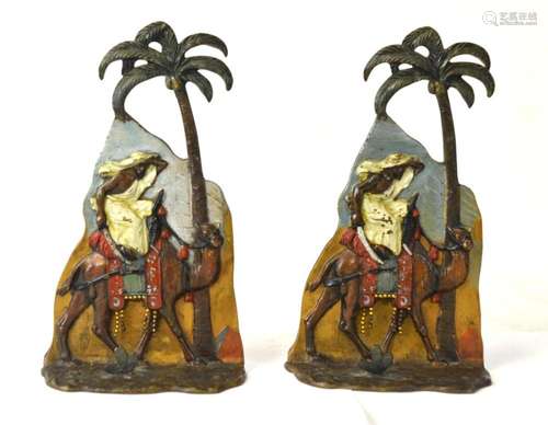 Austrian Pr of Painted Bronze Book Ends