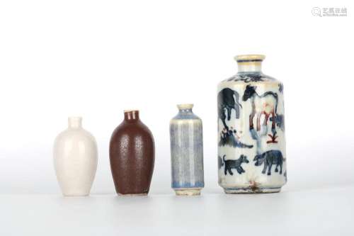 Four Chinese Porcelain Snuff Bottles