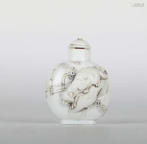 Chinese Carved White Porcelain Snuff Bottle