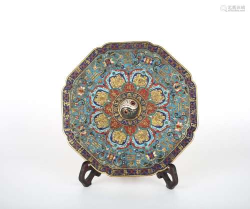 Chinese Cloisonne Taoist Plaque