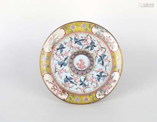 Chinese Enamel on Copper Dish