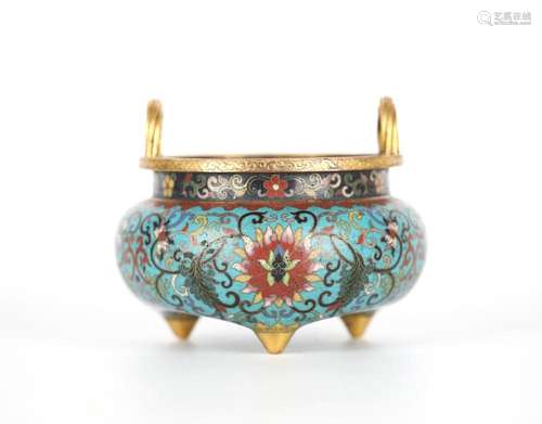 Chinese Cloisonne Tripod Incense Burner