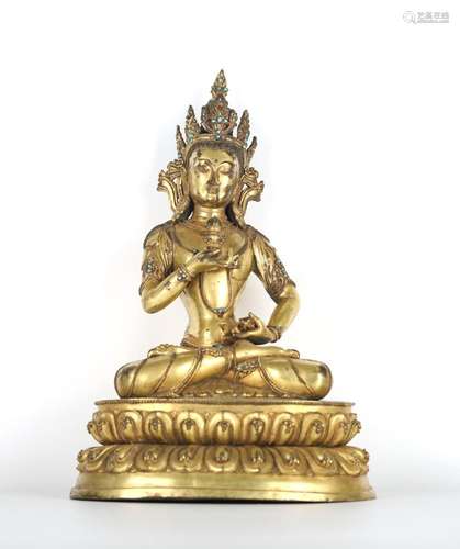 Large Chinese Gilt Bronze Buddha Figure