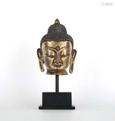 Chinese Gilt Bronze Buddha Head