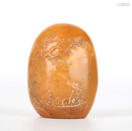 Chinese Carved Yellow Soap Stone Seal