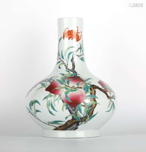 Chinese Famille Rose Peach Bottle Vase