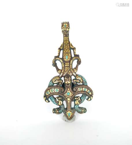 Chinese Gilt Bronze & Turquoise Buckle