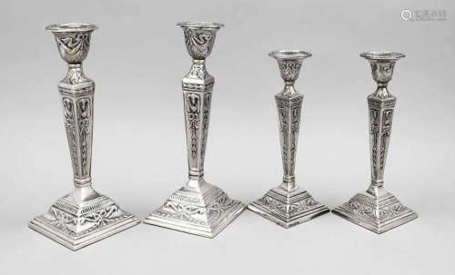 2 pairs of candlesticks, 20th c.,