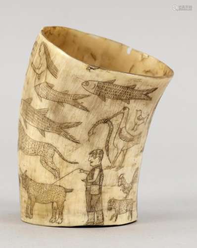 Cup with fine incised decorations,