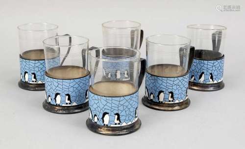 6 tea glass holders/tea glasses, p