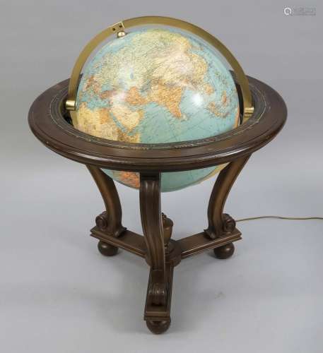 Large globe on rolling frame, mid-