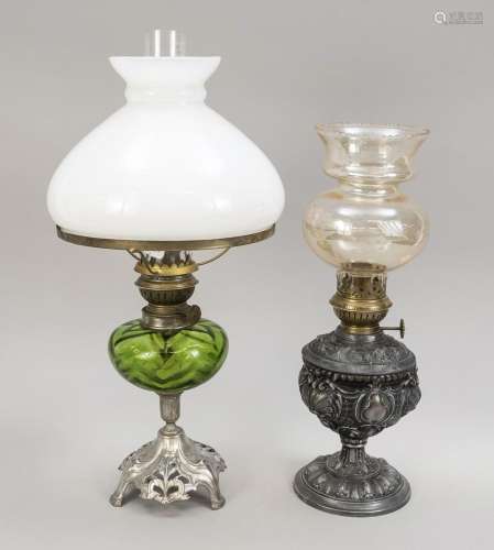 2 petroleum lamps, late 19th c., 1