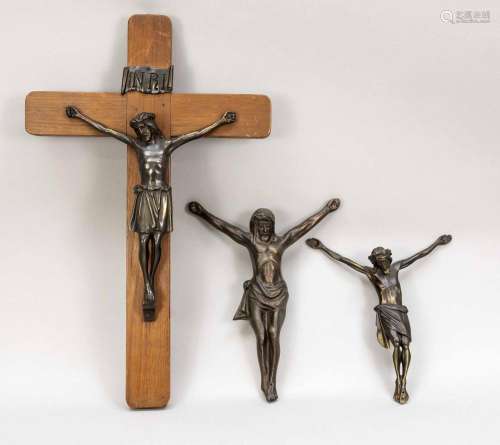3 x Christ, 20th c., bronze/metal